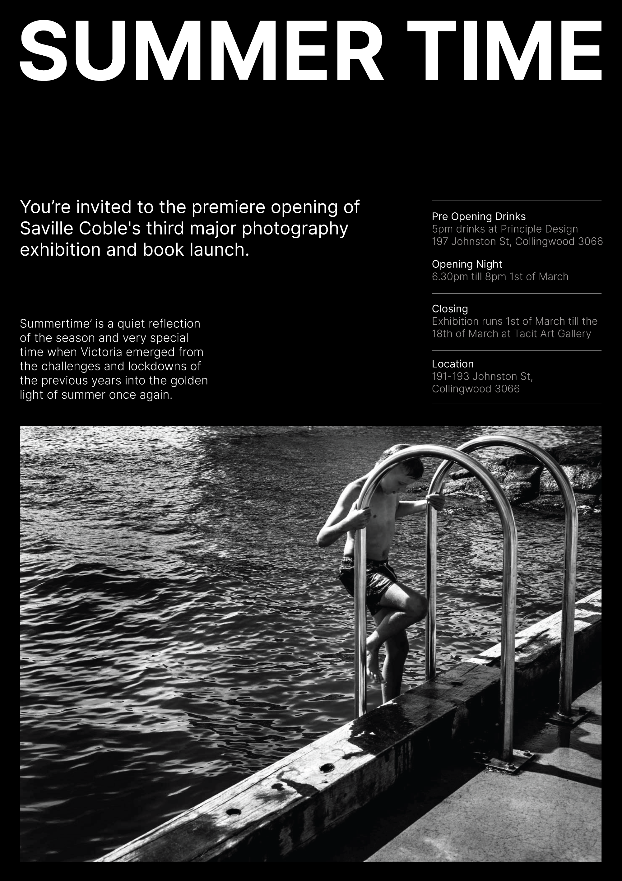 Photography invitation Summertime Tacit Gallery Melbourne
